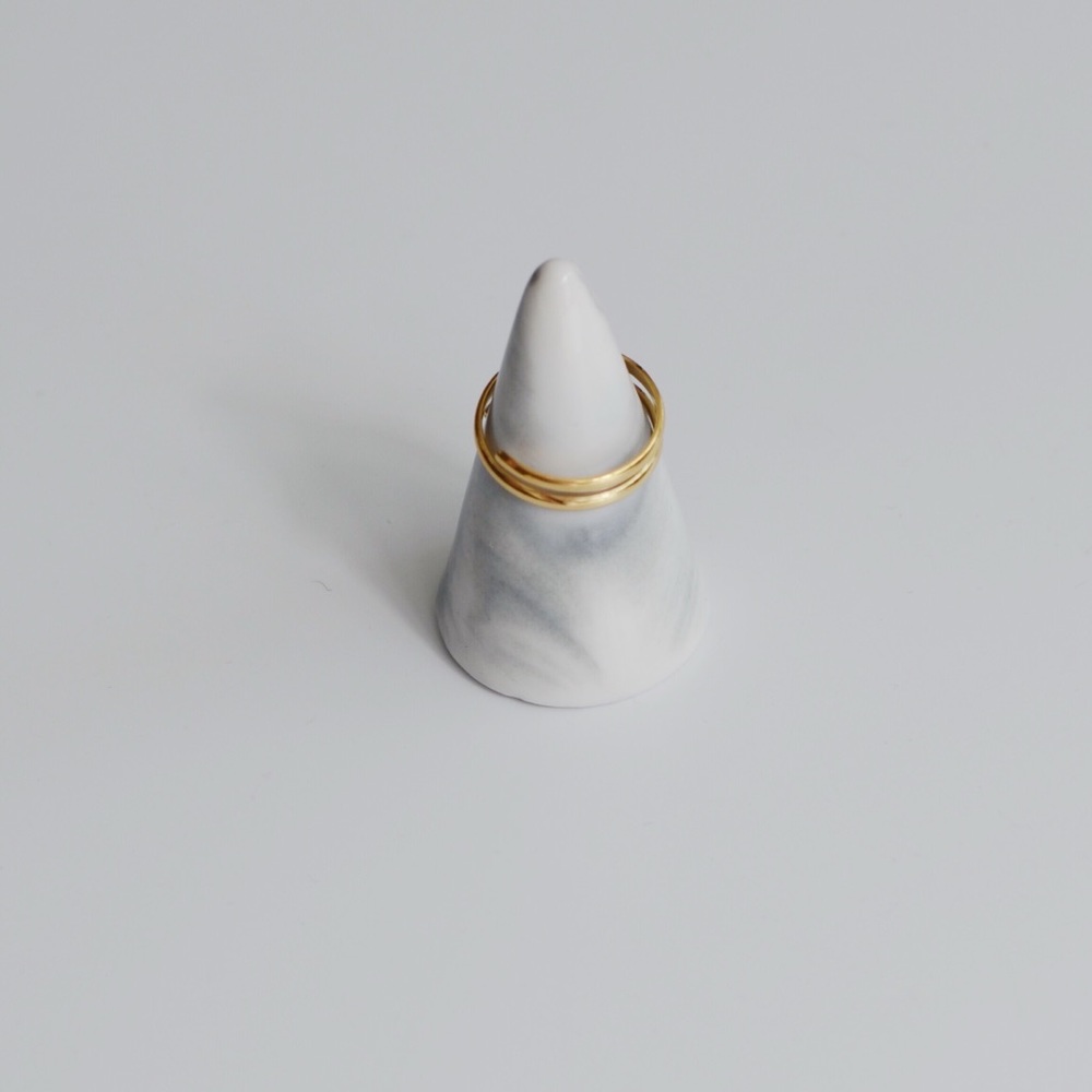 Gold Plated Double Twin Thin Band Ring Stackable - Picture 9 of 11